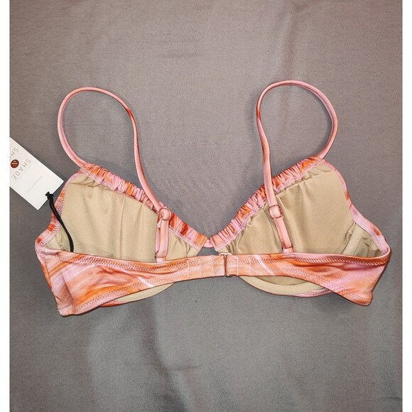 Women's Shade and Shore Upside Down Triangle Bikini Top Pink Tie Dye 34B - Picture 5 of 7